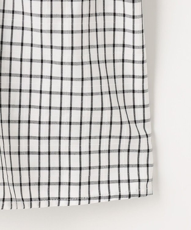 J.PRESS LADIES 【洗える】 セルロースチェック スタンドカラー ブラウス ブラック系3