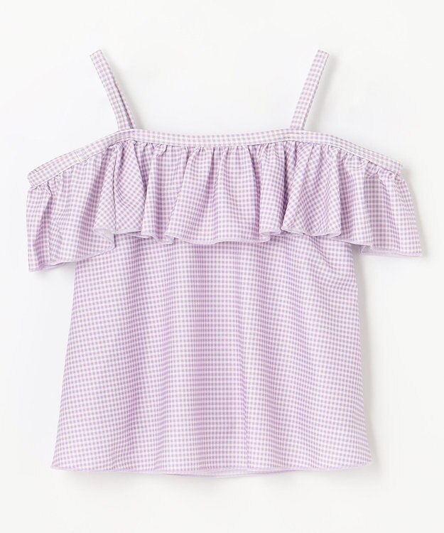 ANY KIDS ギンガムチェック×花柄セパレート水着 ラベンダーギンガム×花柄