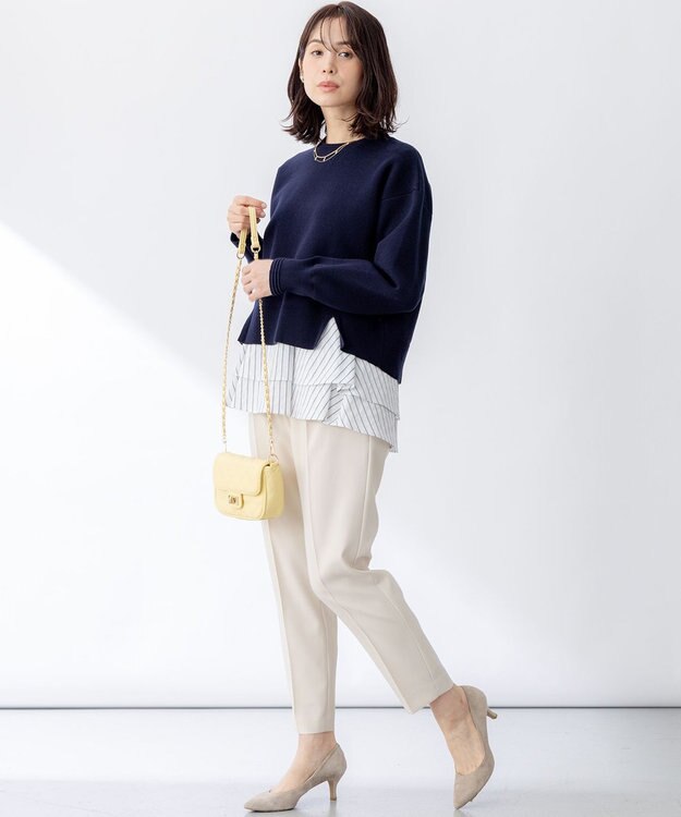 組曲 【ストレッチ・イージーケア】オシャクロス テーパードパンツ アイボリー系