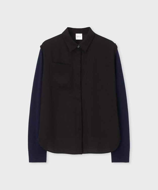 Paul Smith バイカラー シャツコンビ ニット ブラック