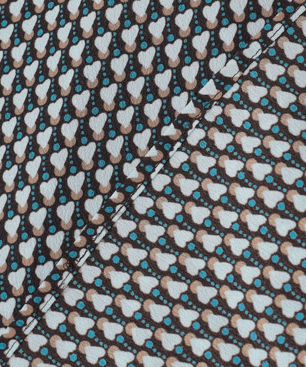 自由区 【洗える】ジオメトリックハートプリント ブラウス アクア系