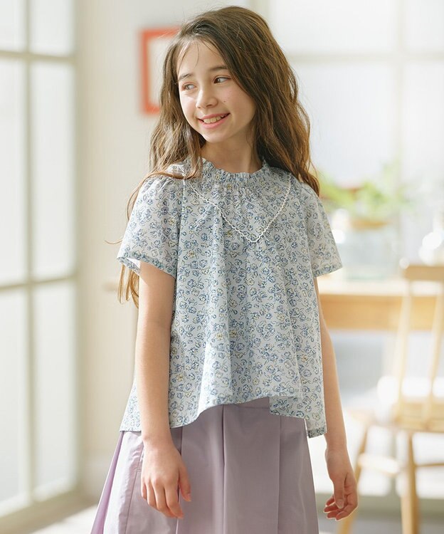 組曲 KIDS 【110-140㎝】サクラララ・ブラウス サックスブルー系5