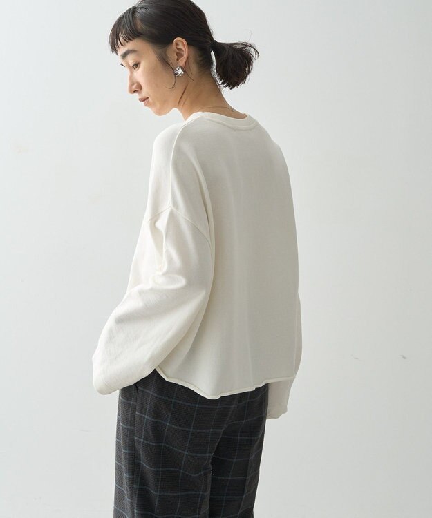 AMERICAN HOLIC ミニ裏毛タックスリーブショートプルオーバー1 Off White