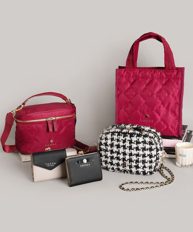 TOCCA CHECKER CLOVER VANITY ヴァニティバッグ レッド系