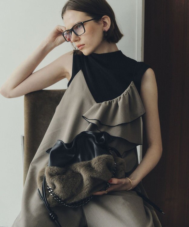 YECCA VECCA 2wayチェーンギャザーバッグ Mix