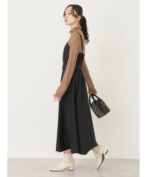 earth music&ecology ウエストマークキャミワンピース Black