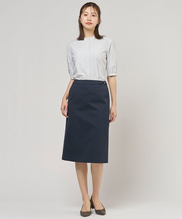 J.PRESS LADIES 【セットアップ対応・洗える・撥水】コットンFITTY スカート ネイビー系