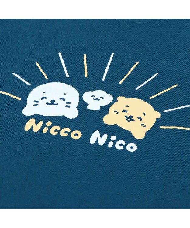 Mother garden しろたん Tシャツ 半袖 《Nicco Nico柄》 紺色　S/M/L/XL レディース メンズ ユニセックス 男女兼用 半袖 あざらし アザラシ かわいい キャラクター マザーガーデン #しろたんＴシャツ2021 父の日 父の日ギフト 紺(ネイビー・インディゴ)