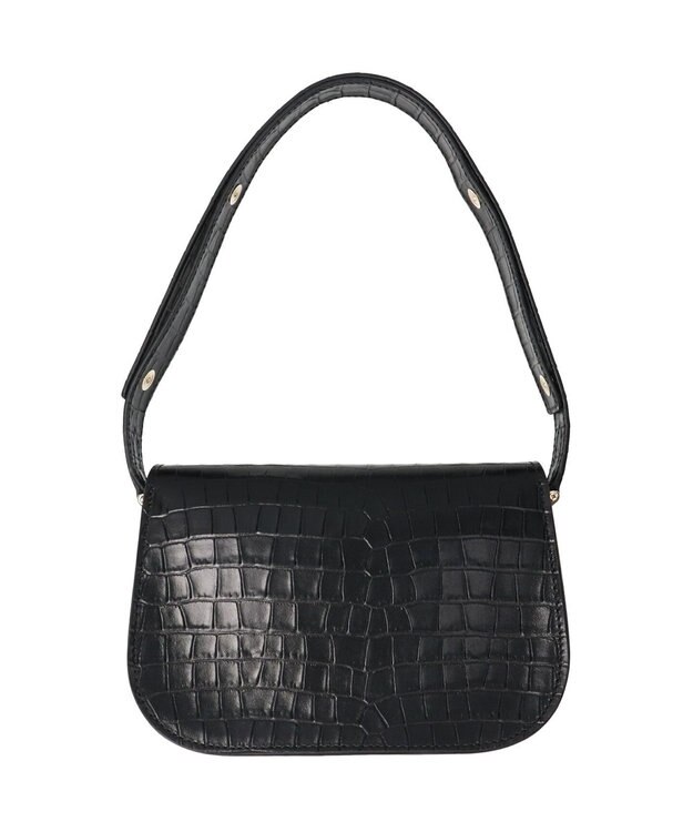 INTER-CHAUSSURES 【CHRISTIAN VILLA】フラップタイプレザーショルダーバッグ ブラック型押