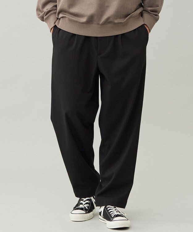 UNFILO MENS 【OCEANS 雑誌・web・YouTube 掲載】FLANNEL TOUCH 機能美パンツ ワイド ブラック