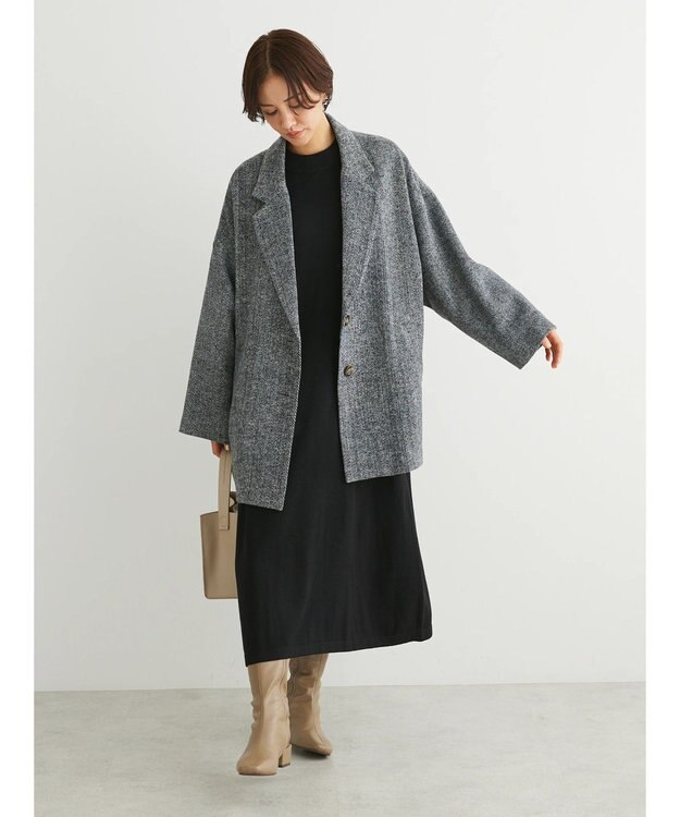 Green Parks ・ＥＬＥＮＣＡＲＥ　ＤＵＥ　ヘリンボーンミドルコート Gray