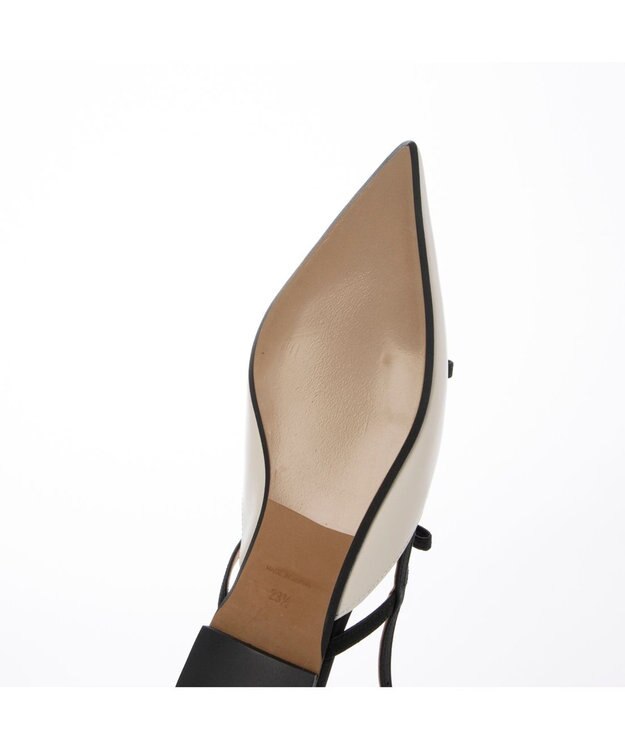 MODE ET JACOMO <MODE ET JACOMO>リボンフラットバックベルトパンプス ホワイトコンビ