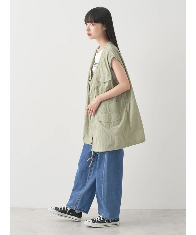 earth music&ecology ドロストコードジレ Khaki