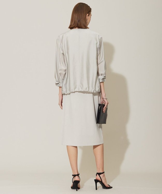 ICB L 【洗える】リヨセルナイロンワッシャー ノーカラーブルゾン トープ系