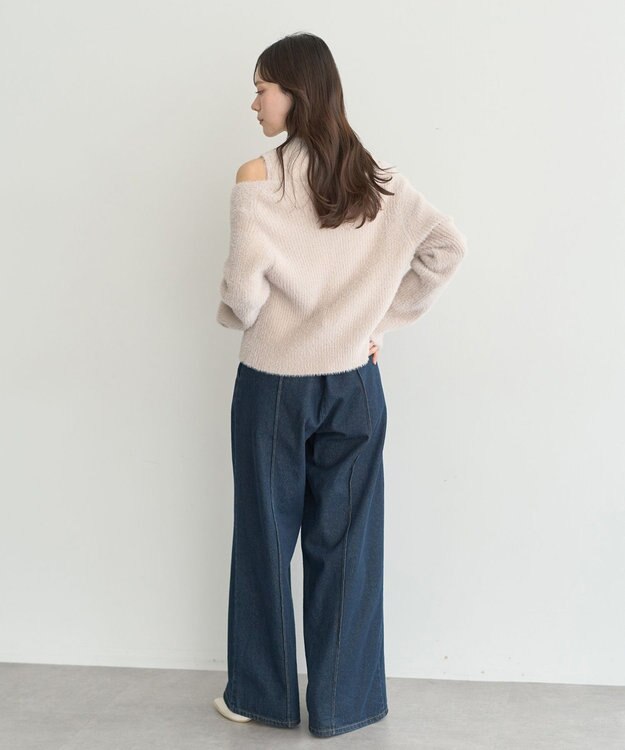 earth music&ecology SET2点チャーム付きシャギーニット＋インナー Pink Beige