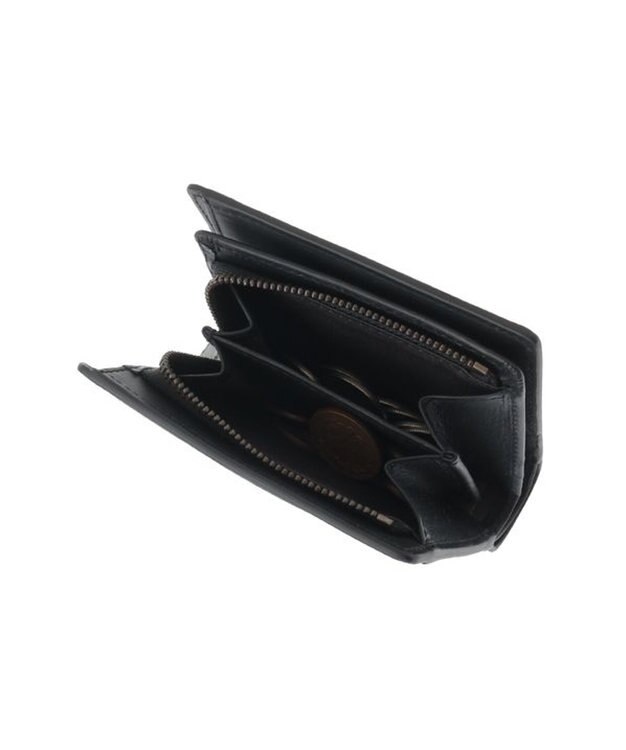 genten ミネルヴァ2 二つ折り財布内Lファスナー クロ