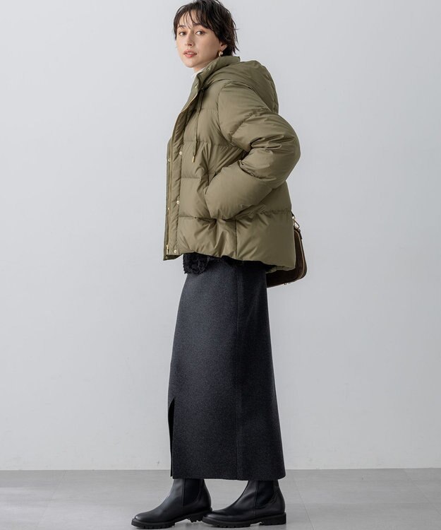 23区 L 【滝沢眞規子さん着用/VERY掲載】シレータフタ コンパクト ダウンコート カーキ系
