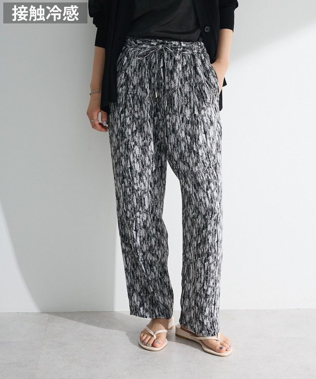 Green Parks 柄イージーパンツⅡ（テーパード） Black