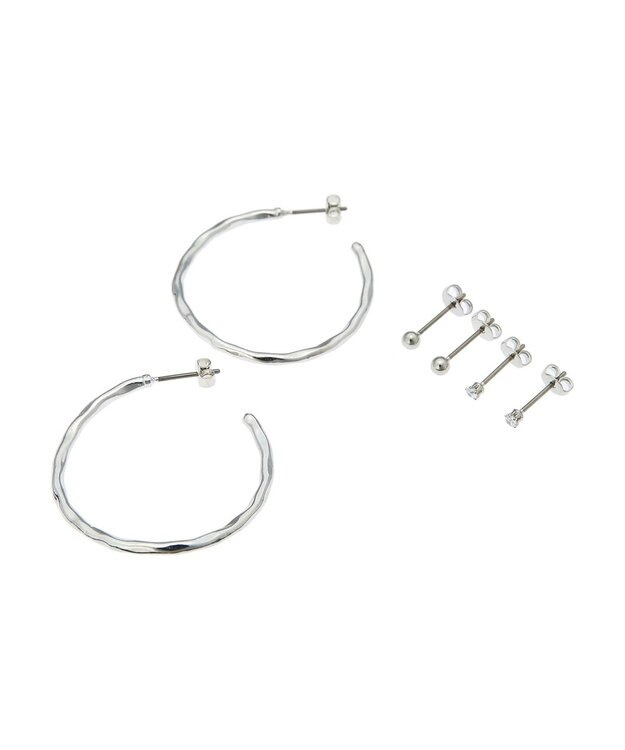 AMERICAN HOLIC テクスチャーフープピアスセット Silver