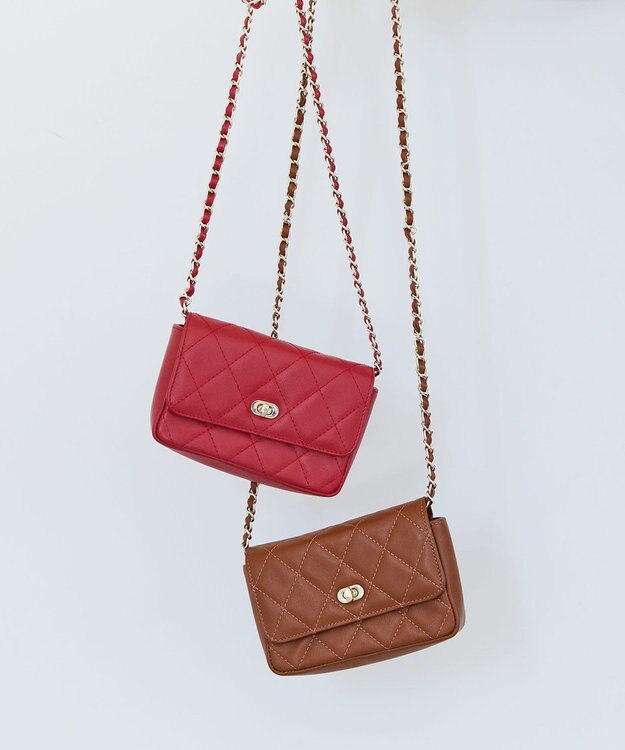 23区 キルティング 2WAYミニ バッグ キャメル系