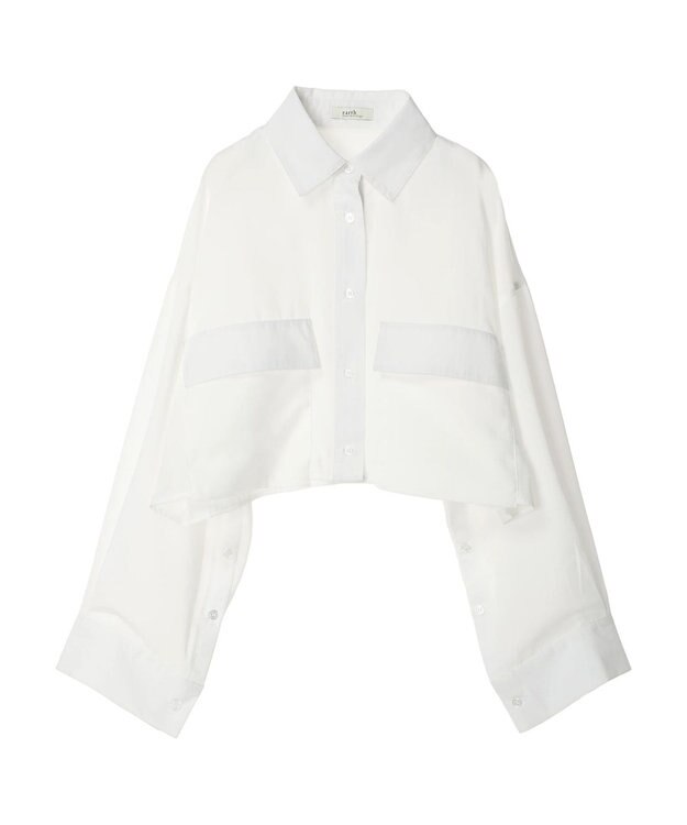 earth music&ecology ビッグポケットショートシャツ Off White