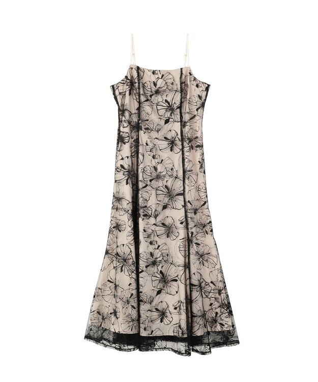 YECCA VECCA 【2点SET】フラワー柄スパンコール刺繍ドレス Ivory