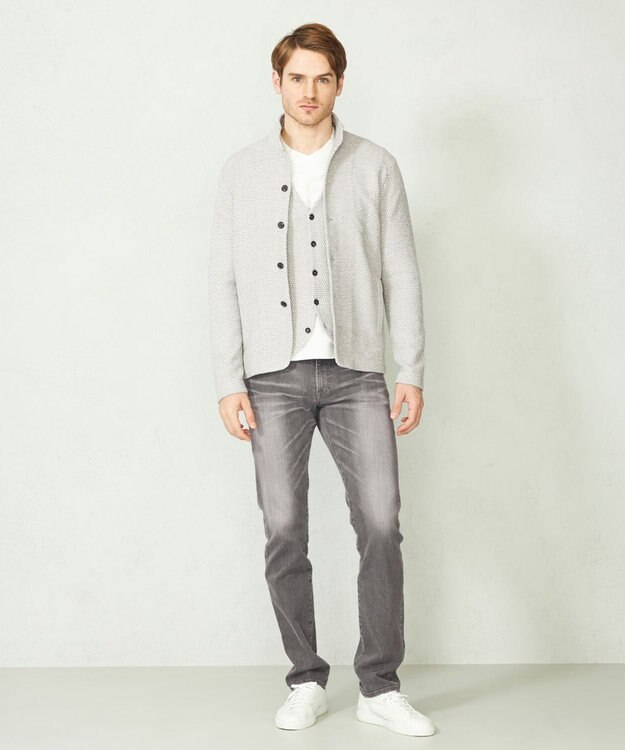 JOSEPH ABBOUD 【軽くて洗える】ストローヤーンニット カーディガン ライトグレー系