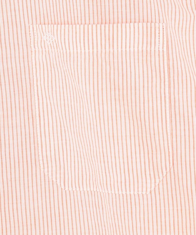 JOSEPH ABBOUD 【サスティナブル・７分袖】コットンリヨセルリネンコードストライプ シャツ オレンジ系1