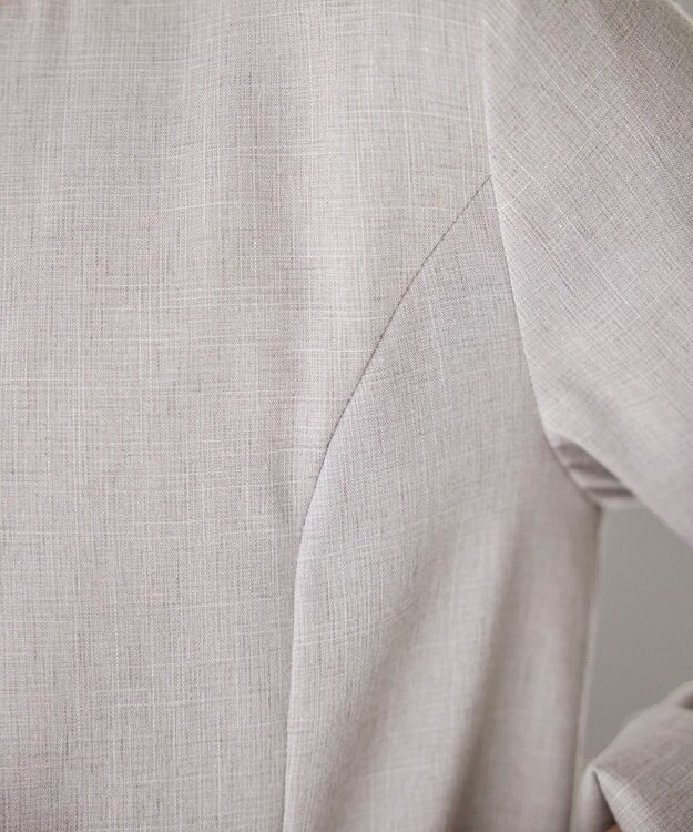 Tiaclasse L 【新色追加・洗える】麻調薄地キーネックジャケット グレージュ