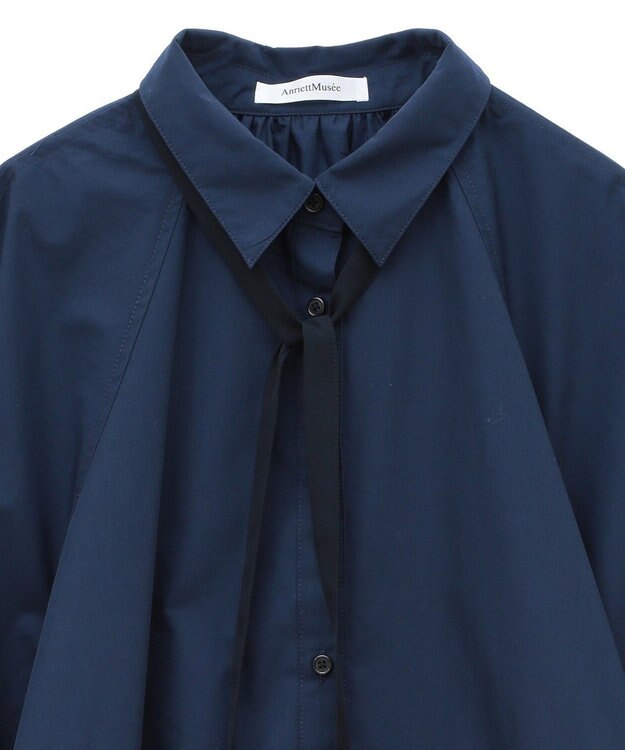 Green Parks ボウタイリボン付裾バルーンシャツワンピースⅡ Navy