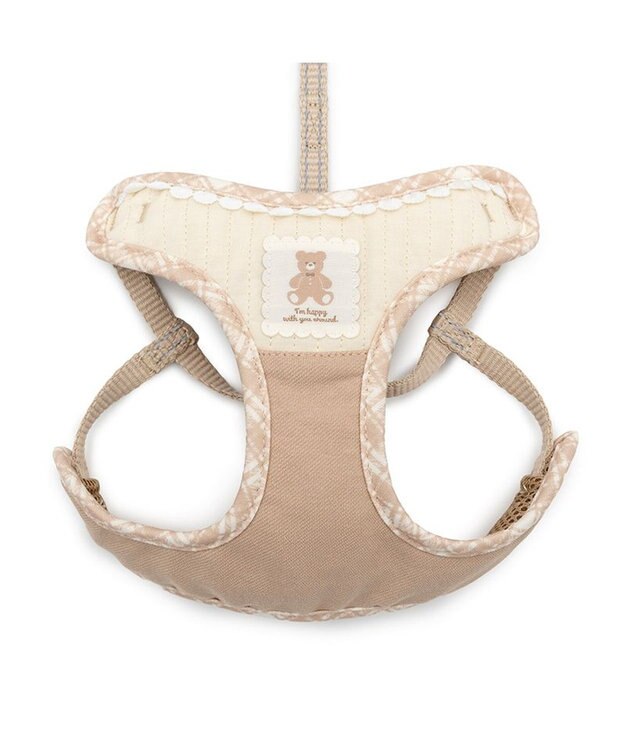 PET PARADISE ペットパラダイス くまちゃん リード付きハーネス 《チェック柄》 ４Ｓ/３Ｓ ベージュ