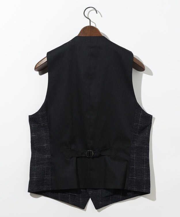 JOSEPH ABBOUD 【イタリア素材/軽量/ストレッチ】サマーツィードジャージーチェック プリント ベスト ネイビー系4