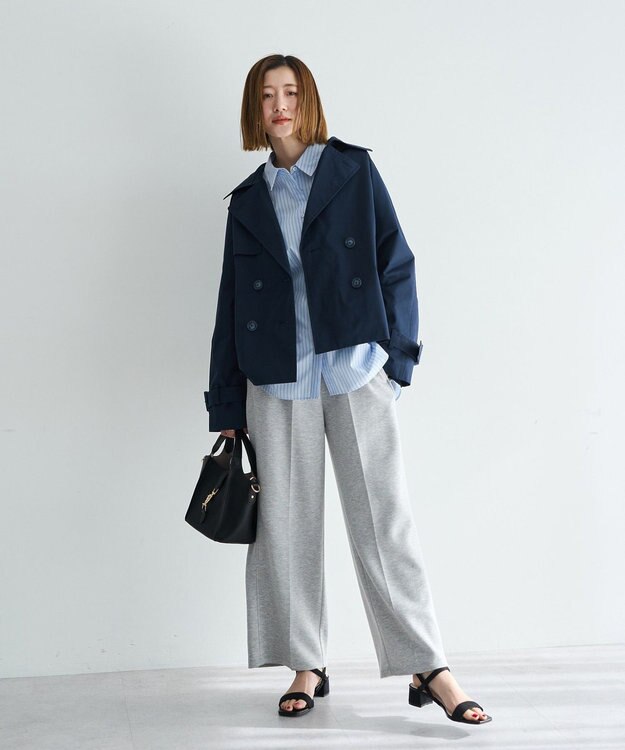 YECCA VECCA イージーケアオーバーシャツ Stripe Blue