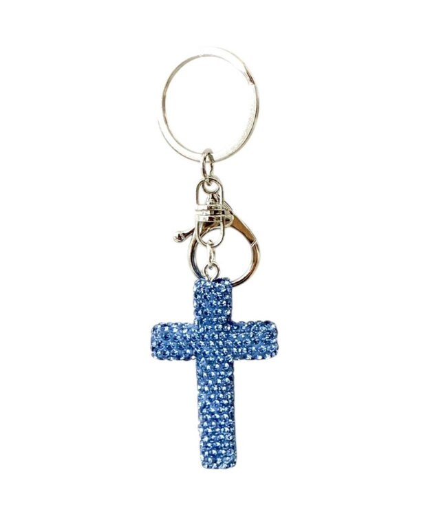 WEGO キラキラクロスキーホルダー ブルー