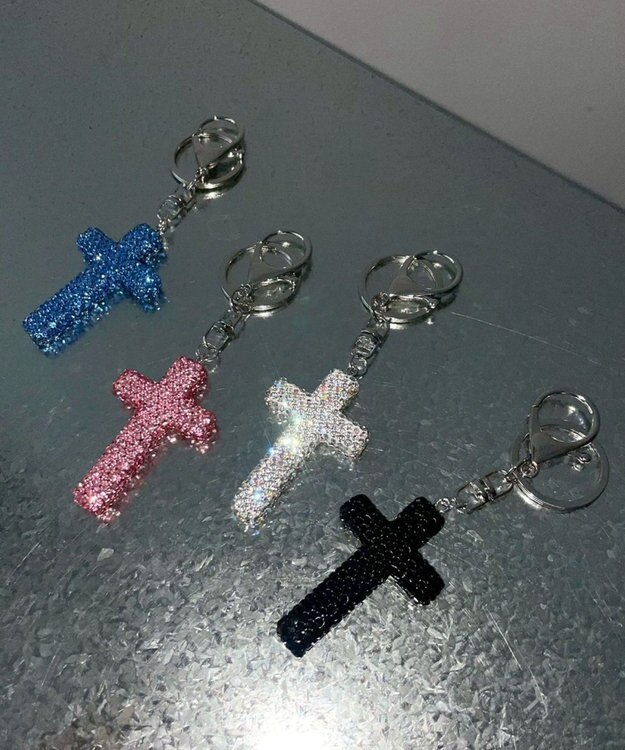 WEGO キラキラクロスキーホルダー ブルー