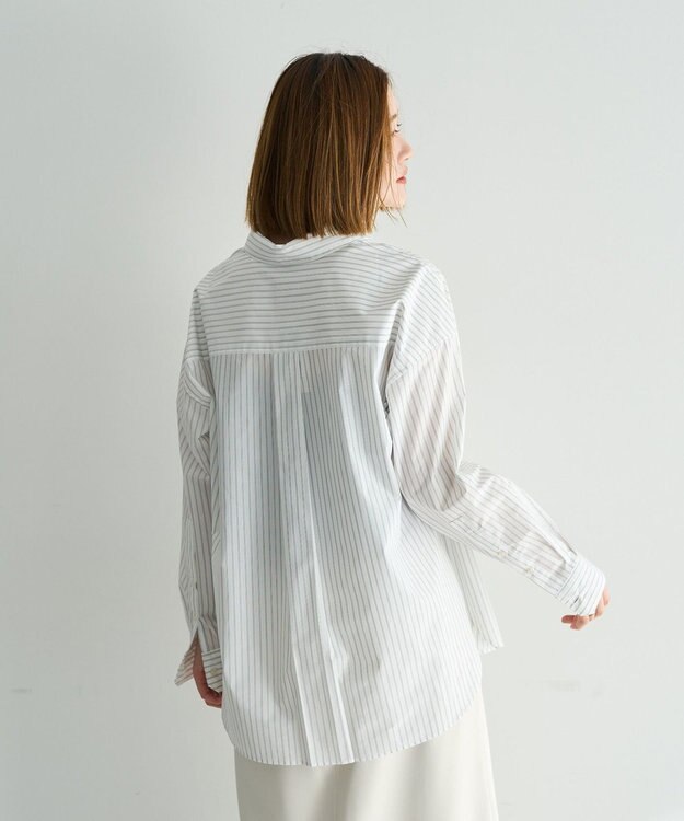 YECCA VECCA イージーケアオーバーシャツ Stripe