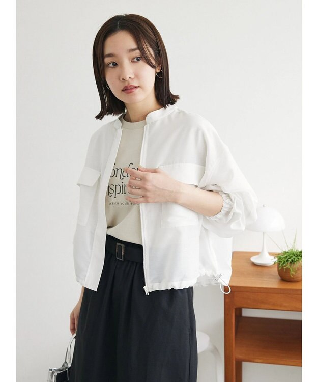 Green Parks シアーショート丈ブルゾン Off White