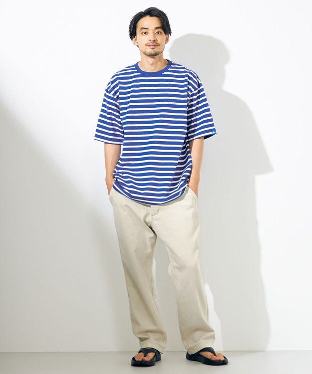 SHARE PARK MENS 【UNISEX】UVカット ボーダーロゴTシャツ ブルー