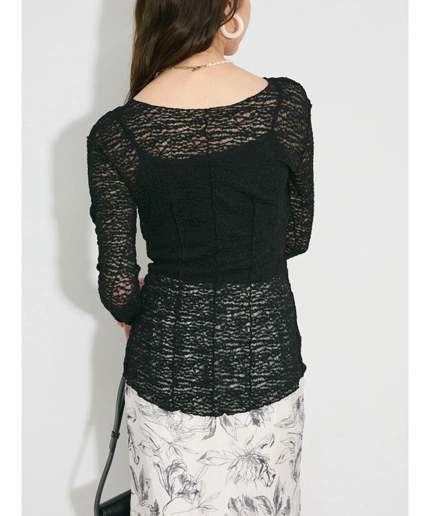 Green Parks カットワークデザインレーストップス Black