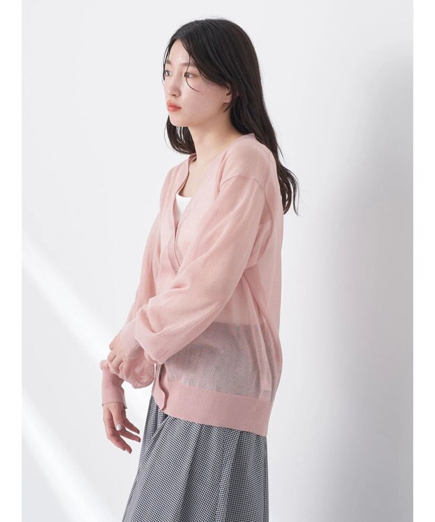 earth music&ecology ファンシーラメＶネックカーディガン Light Pink