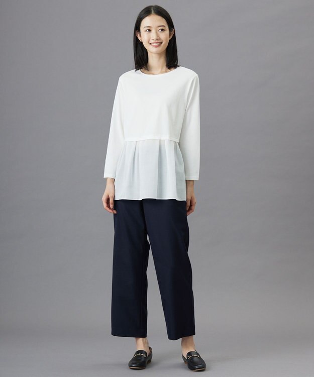 J.PRESS LADIES 【WEB限定】レイヤードフレアー カットソー ホワイト系