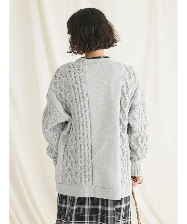 CRAFT STANDARD BOUTIQUE ケーブルニット切り替え裏起毛スウェット Gray Mixture