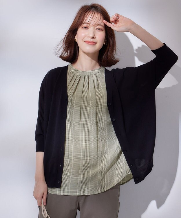 ANY 【UVケア/接触冷感/アンチピリング】多機能ハーフスリーブカーディガン ブラック