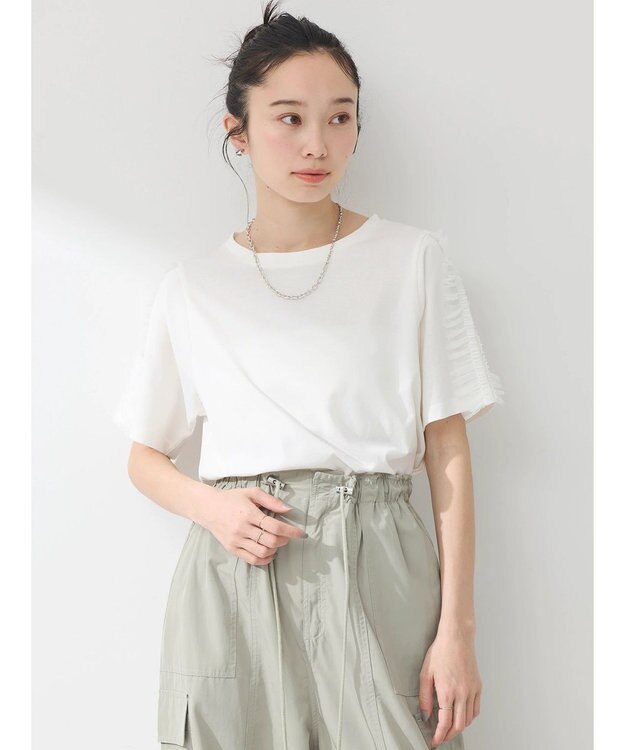 earth music&ecology チュールフリルプルオーバー Ivory