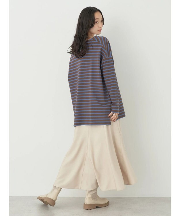 earth music&ecology バック釦ボーダーチュニック Brown