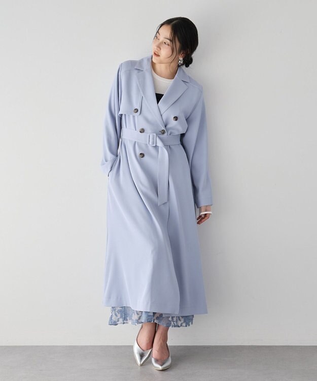 YECCA VECCA 【UVカット/花粉ガード】素材MIXトレンチコート Light Blue