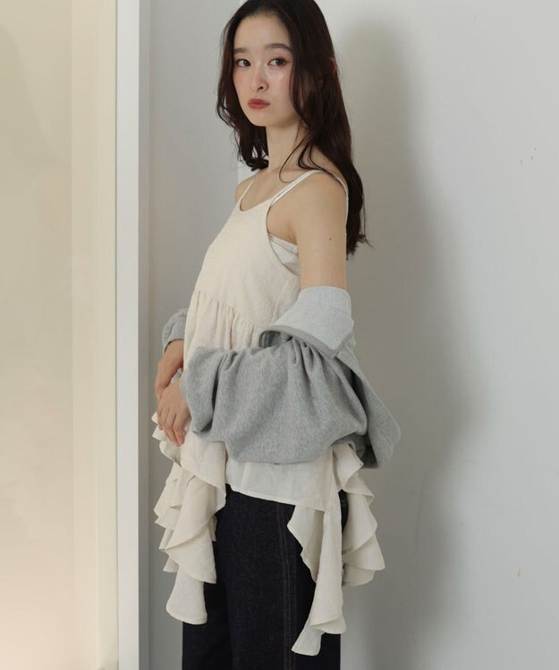 WEGO イレヘムフリルキャミワンピース ホワイトアイボリー