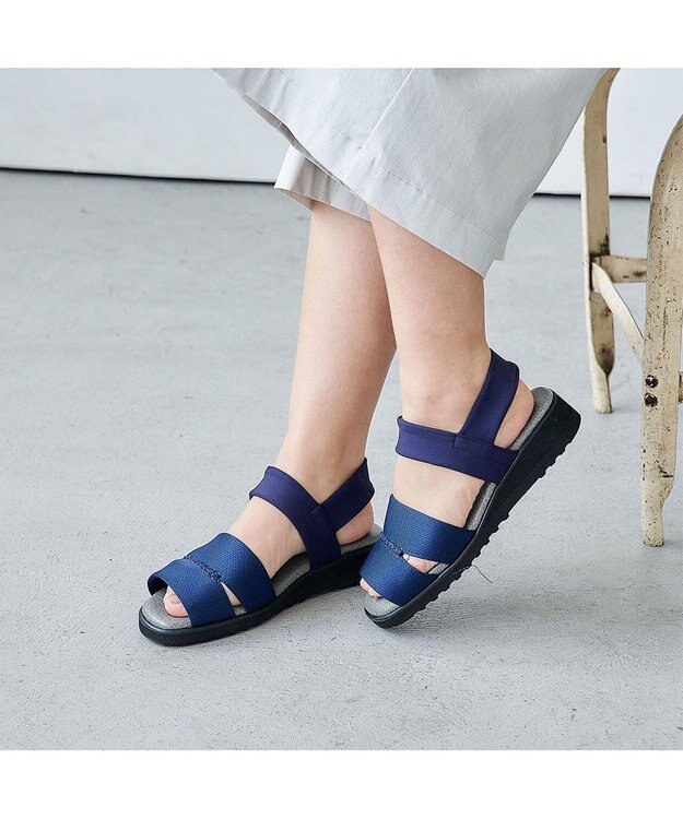 MODE ET JACOMO <D'ICI>ストレッチフィットサンダル ネイビー