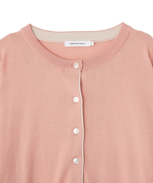 AMERICAN HOLIC 配色シアーカーディガン Pink