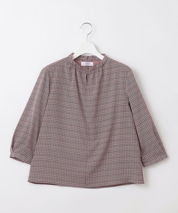 J.PRESS LADIES L チェックプリント スリットフリルネック カットソー ワイン系5